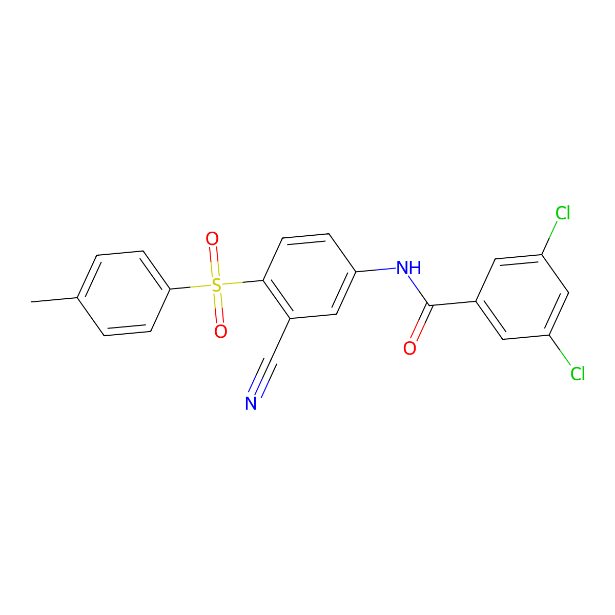 3,5-dichloro-N-{3-cyano-4-[(4-methylphenyl)sulfonyl]phenyl}benzenecarboxamide molecular structure, CAS 320421-33-8