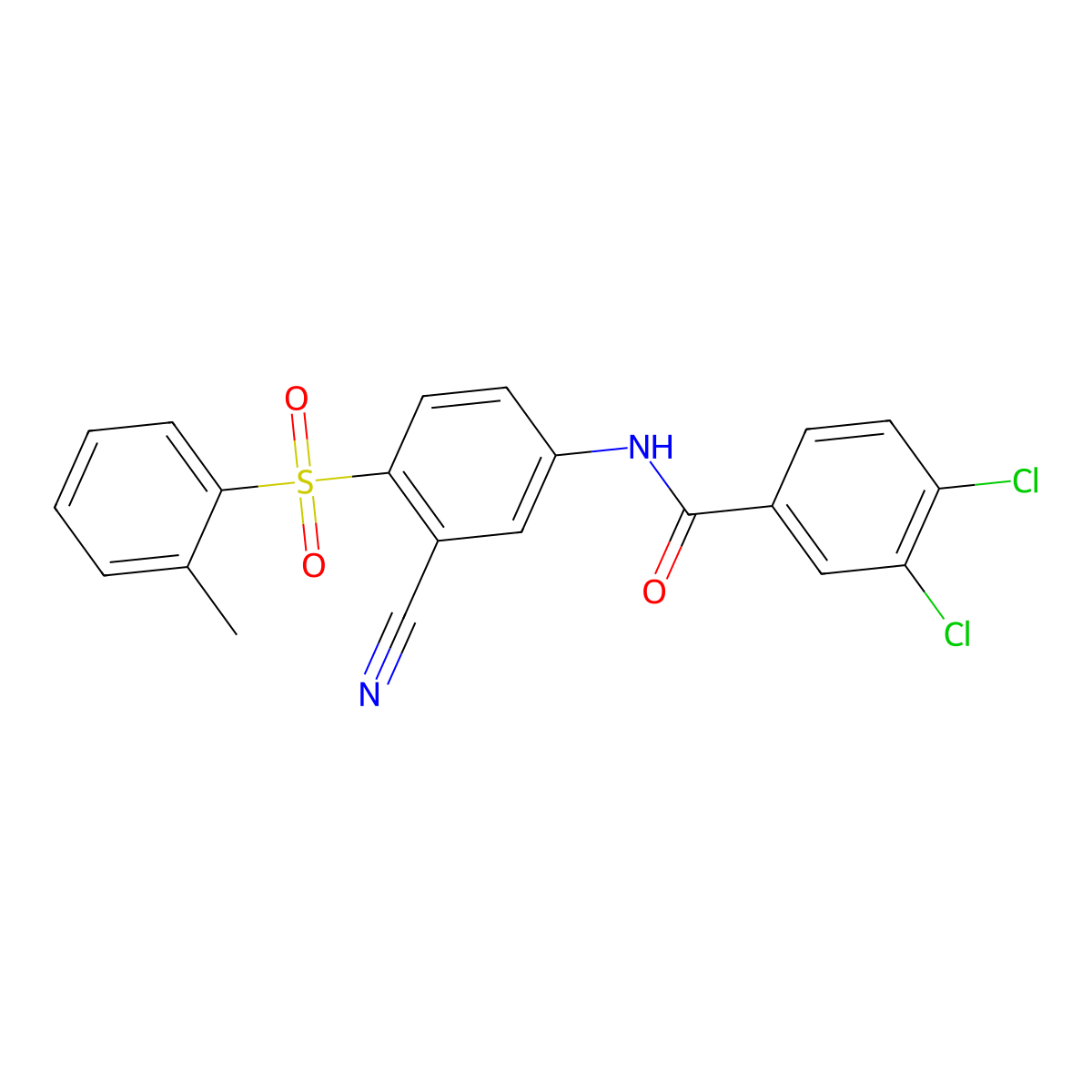 3,4-dichloro-N-{3-cyano-4-[(2-methylphenyl)sulfonyl]phenyl}benzenecarboxamide molecular structure, CAS 320421-34-9