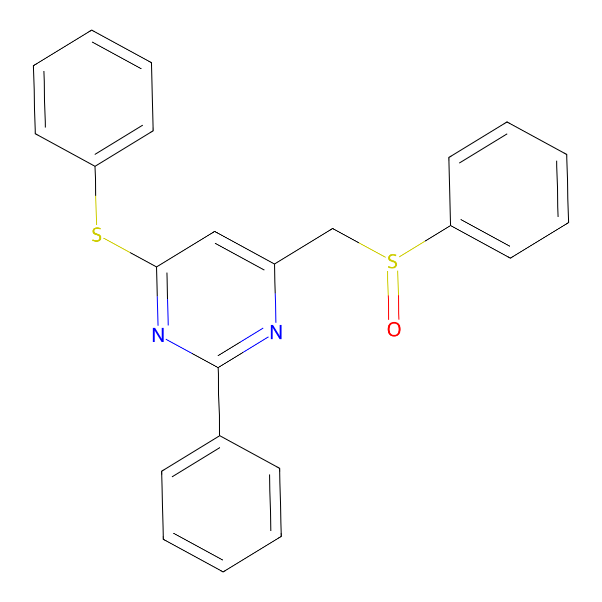 4-(Benzenesulfinylmethyl)-2-phenyl-6-phenylsulfanylpyrimidine molecular structure, CAS 320421-36-1