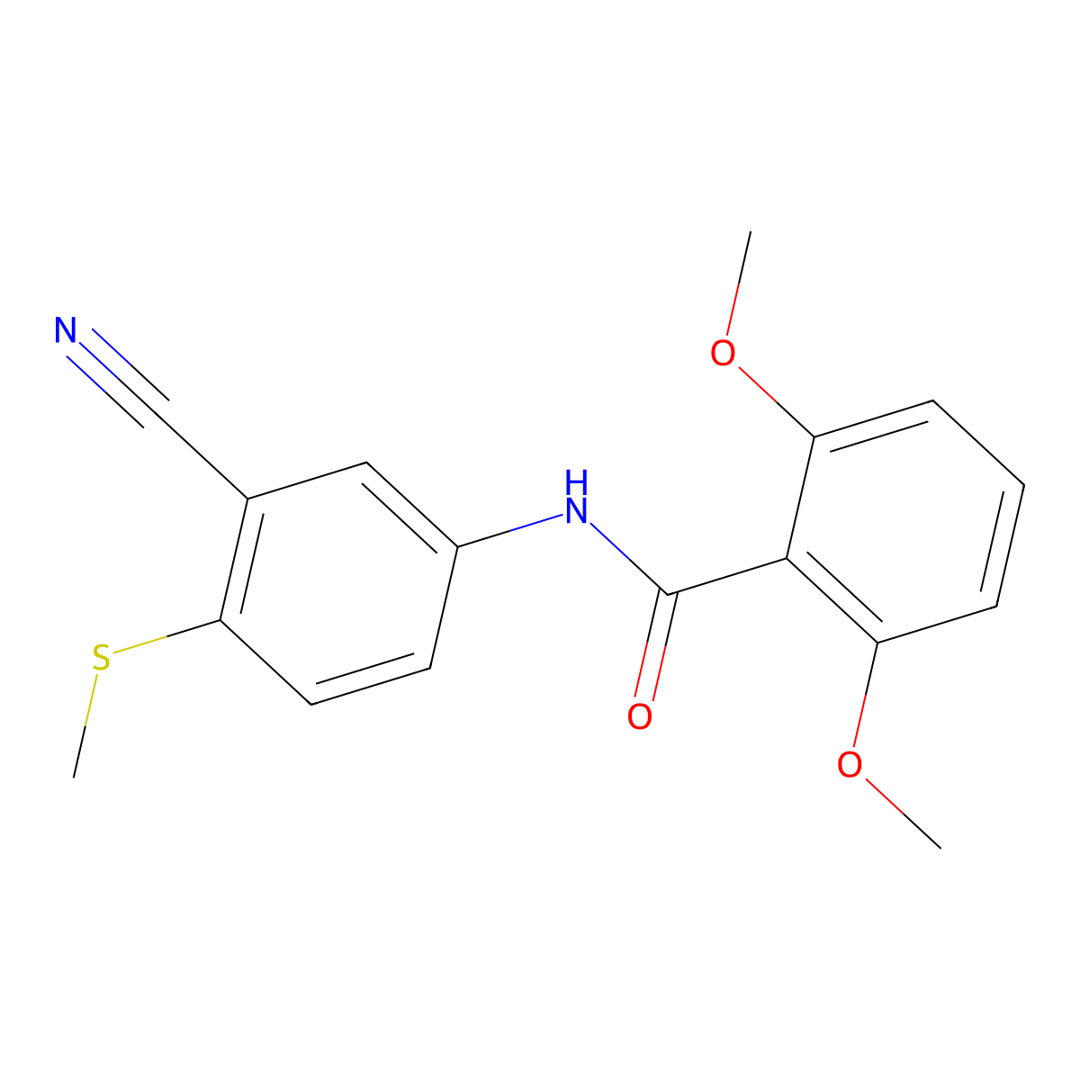 N-(3-Cyano-4-(methylsulfanyl)phenyl)-2,6-dimethoxybenzenecarboxamide molecular structure, CAS 320421-44-1