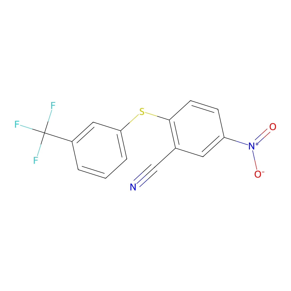5-Nitro-2-{[3-(trifluoromethyl)phenyl]sulfanyl}benzenecarbonitrile molecular structure, CAS 320421-45-2