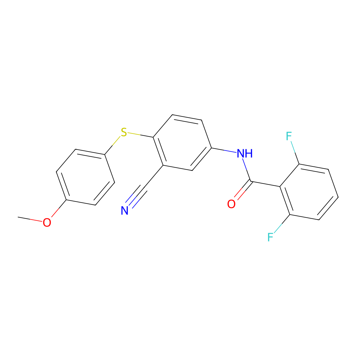 N-{3-cyano-4-[(4-methoxyphenyl)sulfanyl]phenyl}-2,6-difluorobenzenecarboxamide molecular structure, CAS 320421-48-5