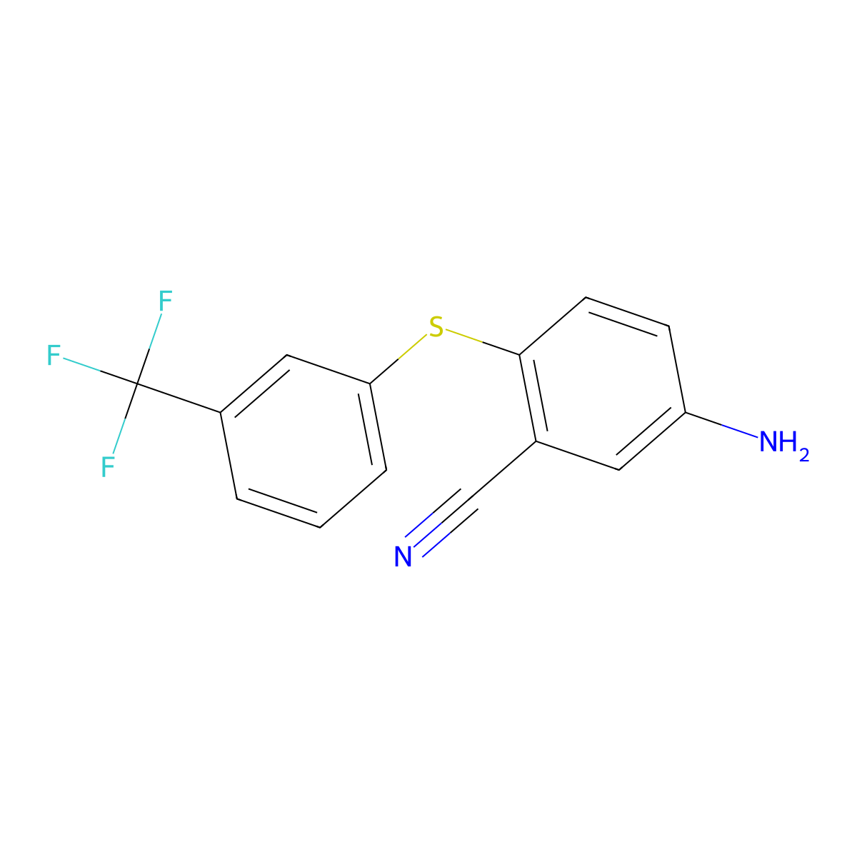 5-Amino-2-{[3-(trifluoromethyl)phenyl]-sulfanyl}benzenecarbonitrile molecular structure, CAS 320421-51-0