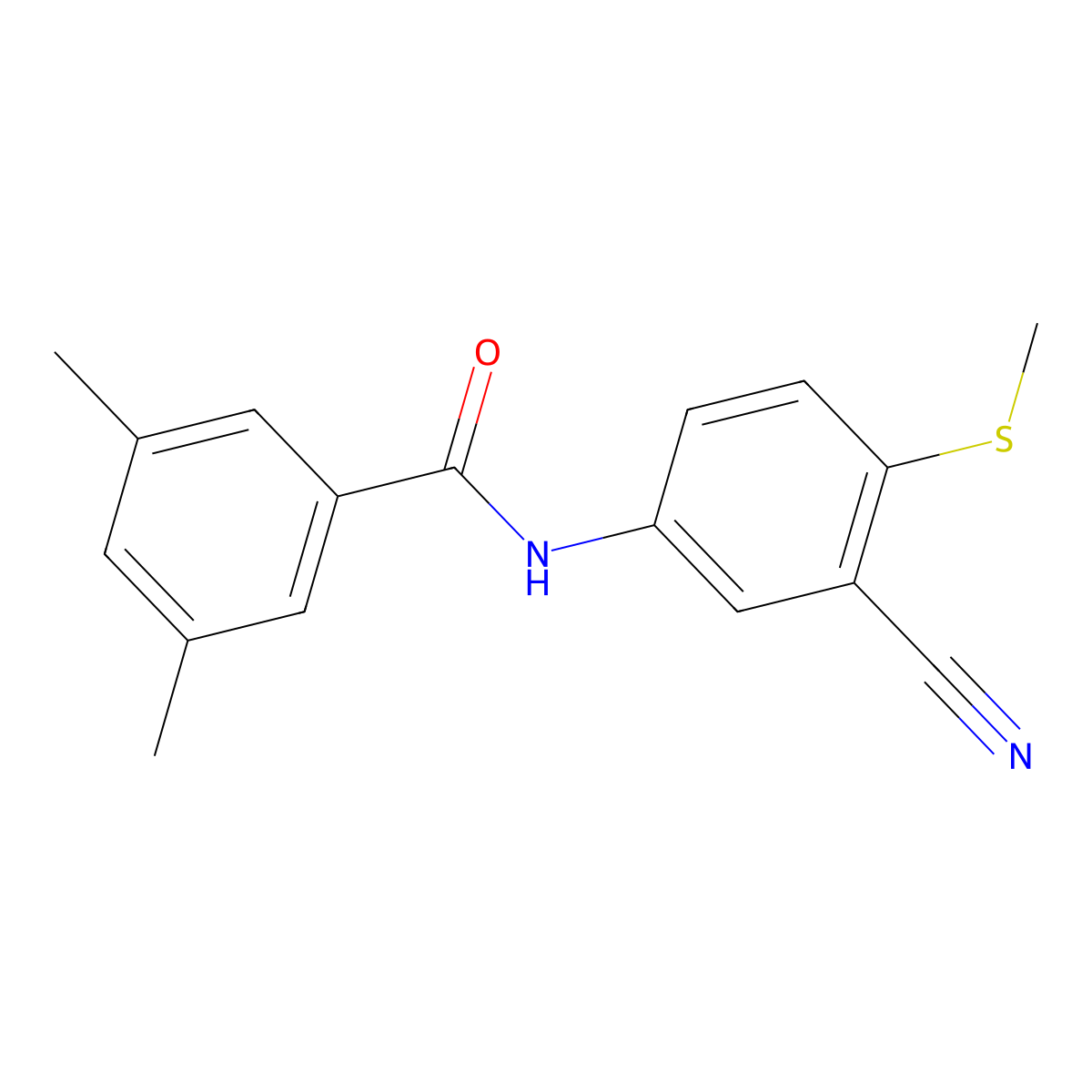 N-(3-Cyano-4-(methylsulfanyl)phenyl)-3,5-dimethylbenzenecarboxamide molecular structure, CAS 320421-52-1