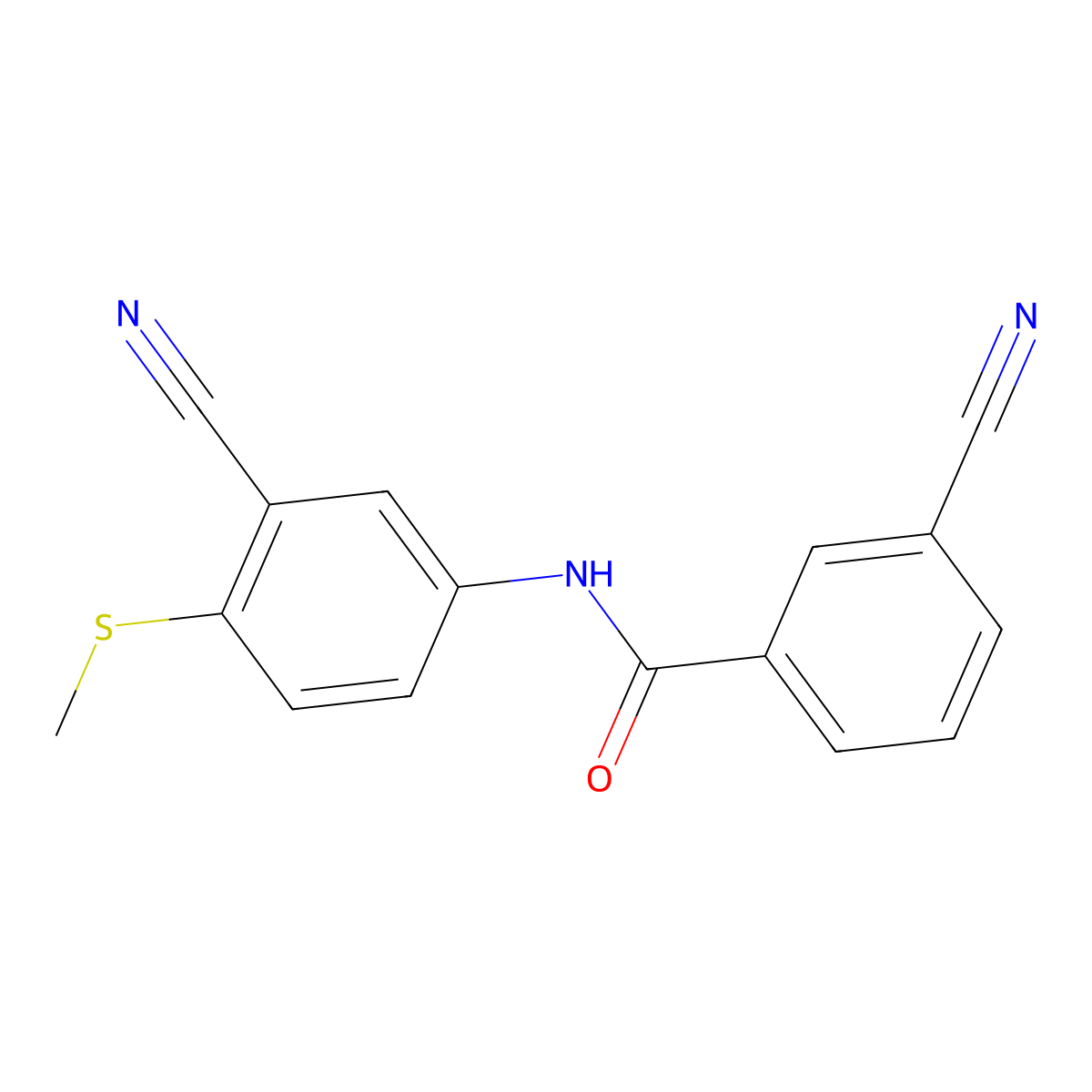 3-cyano-N-[3-cyano-4-(methylsulfanyl)phenyl]benzenecarboxamide molecular structure, CAS 320421-53-2