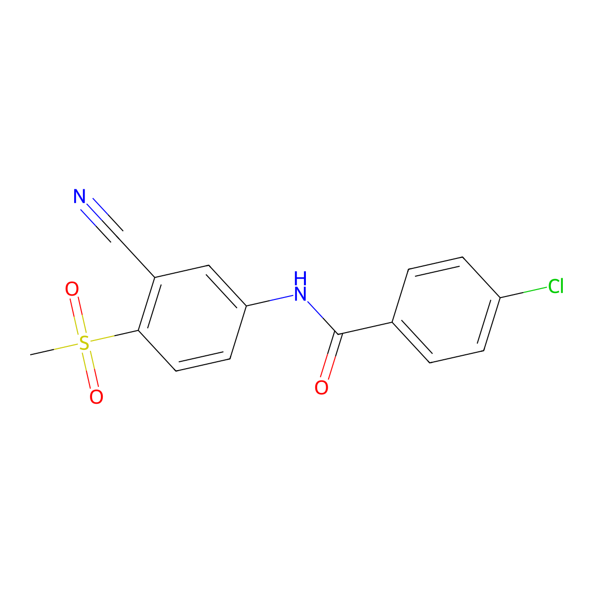 4-Chloro-N-(3-cyano-4-(methylsulfonyl)phenyl)benzenecarboxamide molecular structure, CAS 320421-54-3