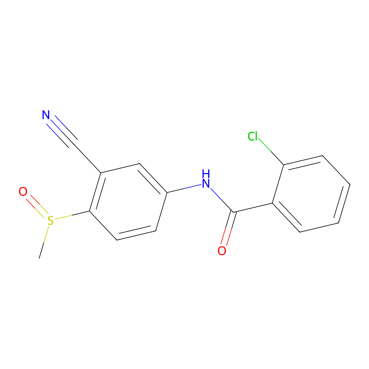 2-Chloro-N-(3-cyano-4-(methylsulfinyl)phenyl)benzenecarboxamide molecular structure, CAS 320421-58-7