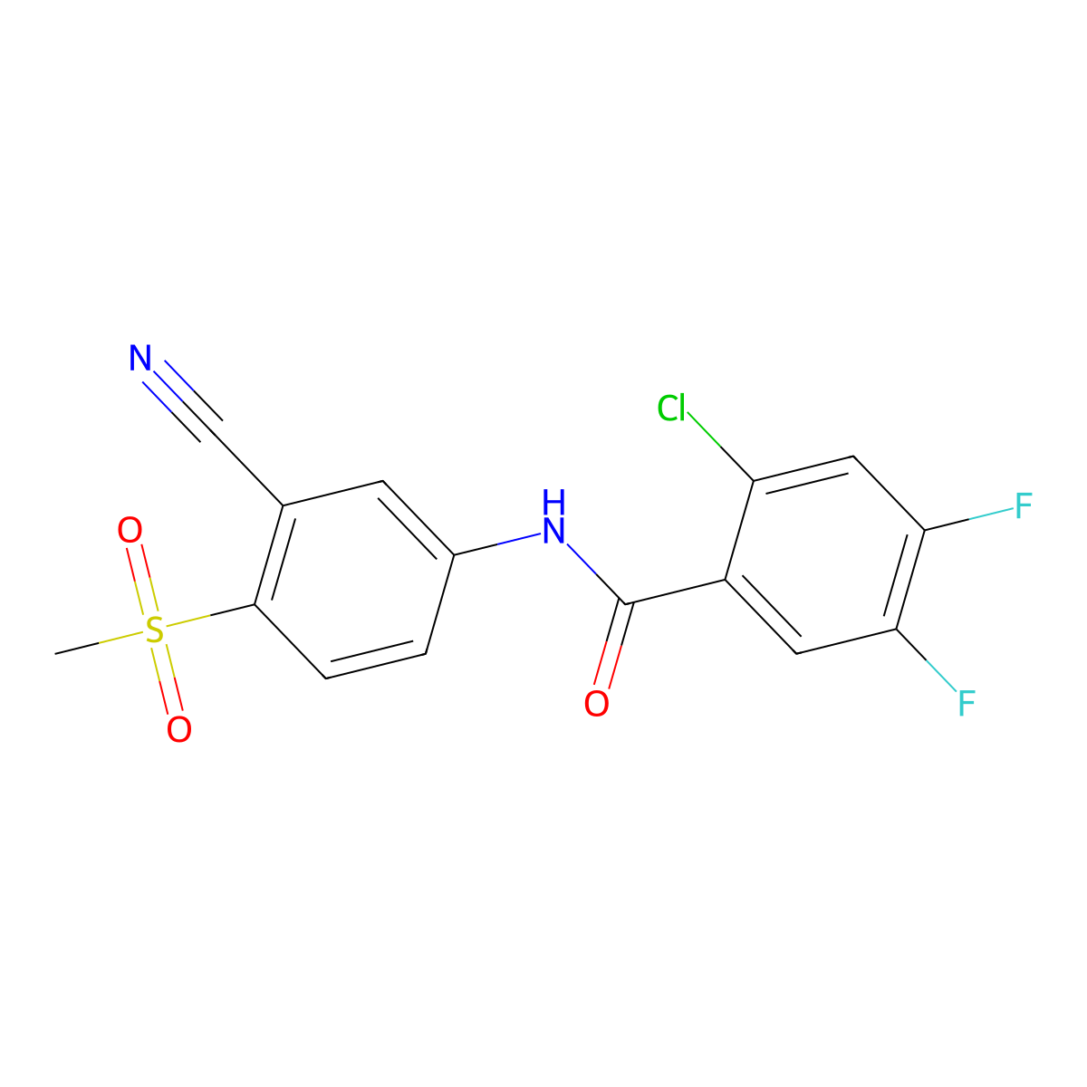 2-Chloro-N-(3-cyano-4-(methylsulfonyl)phenyl)-4,5-difluorobenzenecarboxamide molecular structure, CAS 320421-61-2