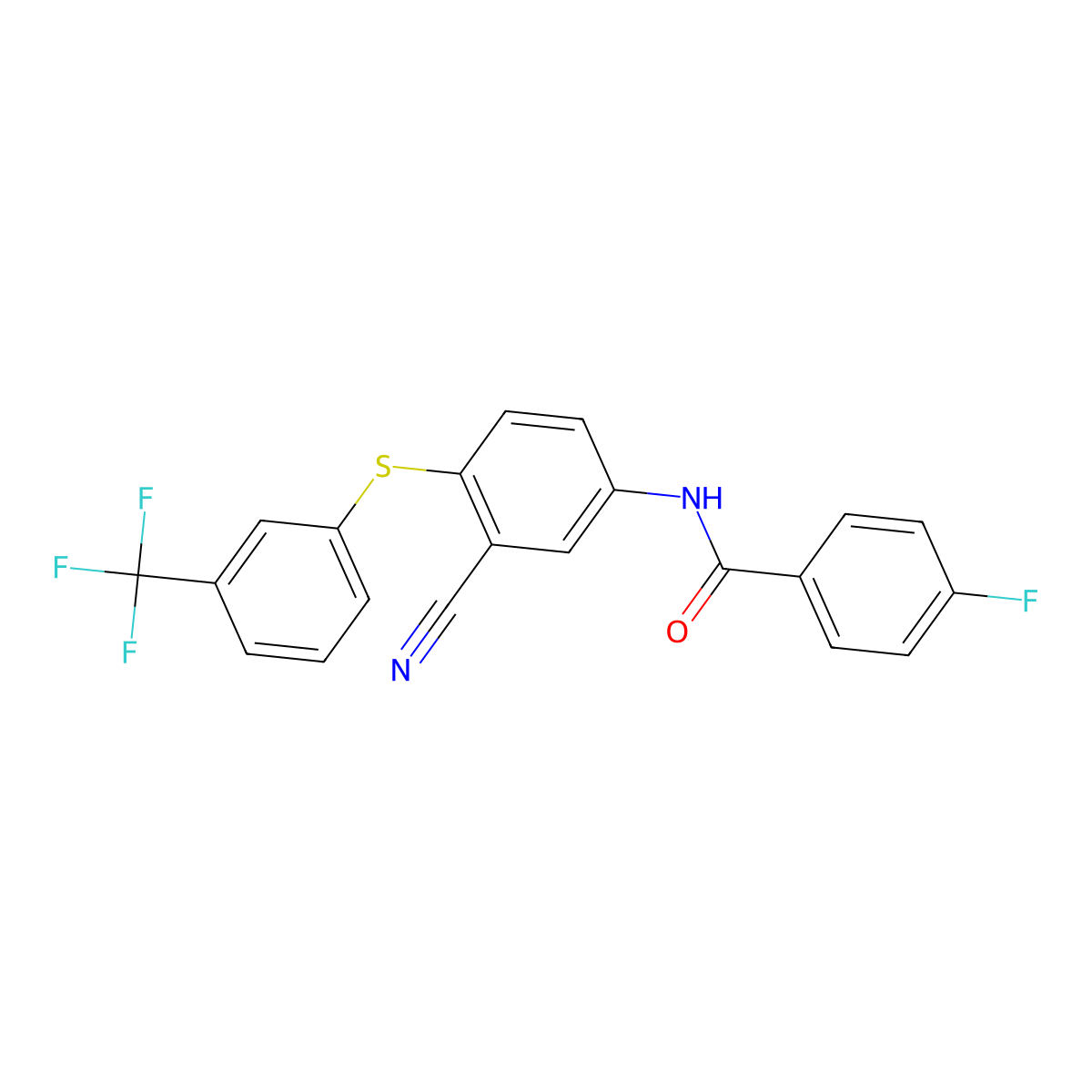 N-(3-cyano-4-{[3-(trifluoromethyl)phenyl]sulfanyl}phenyl)-4-fluorobenzenecarboxamide molecular structure, CAS 320421-64-5