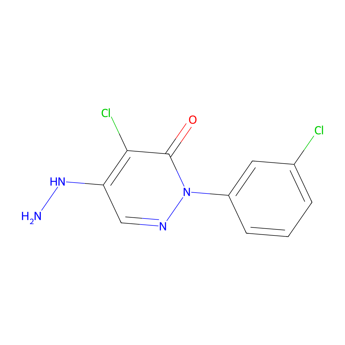 4-chloro-2-(3-chlorophenyl)-5-hydrazino-3(2H)-pyridazinone molecular structure, CAS 320421-69-0