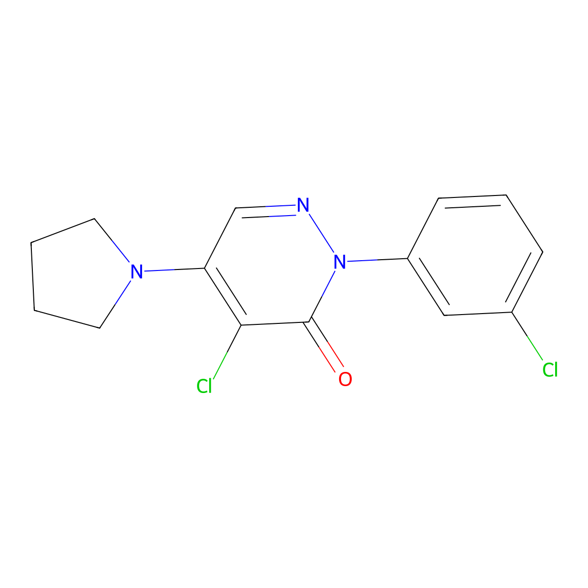 4-chloro-2-(3-chlorophenyl)-5-(1-pyrrolidinyl)-3(2H)-pyridazinone molecular structure, CAS 320421-70-3