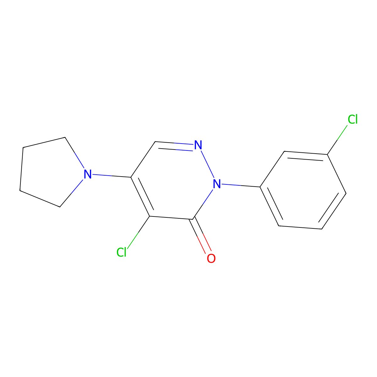 4-chloro-2-(3-chlorophenyl)-5-(1-pyrrolidinyl)-3(2H)-pyridazinone molecular structure, CAS 320421-70-3