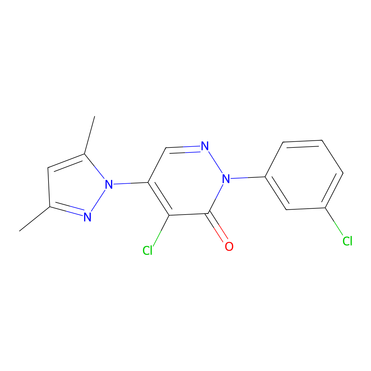 4-chloro-2-(3-chlorophenyl)-5-(3,5-dimethyl-1H-pyrazol-1-yl)-3(2H)-pyridazinone molecular structure, CAS 320421-72-5