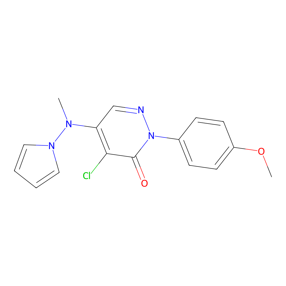 4-Chloro-2-(4-methoxyphenyl)-5-[methyl(pyrrol-1-yl)amino]pyridazin-3-one molecular structure, CAS 320421-73-6