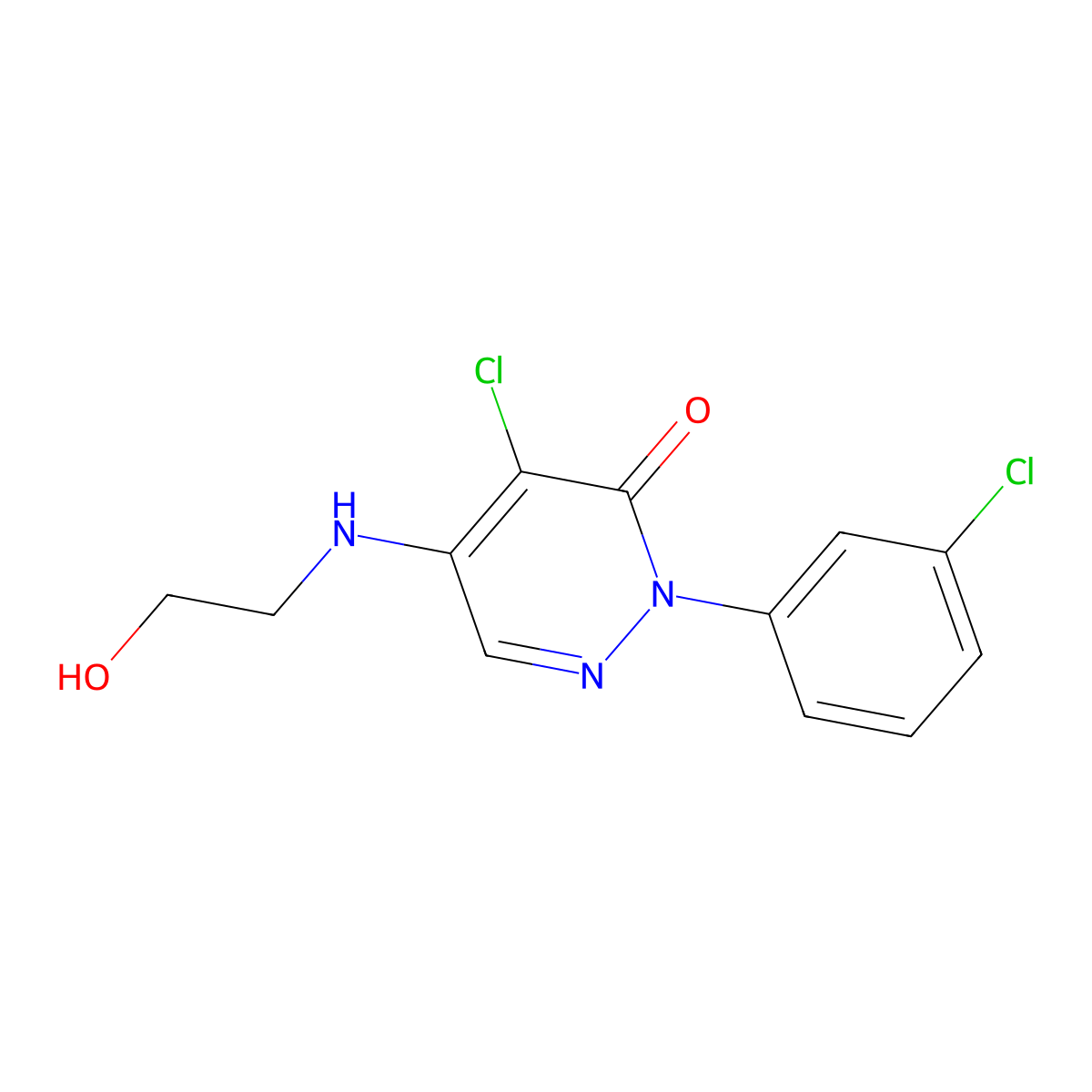 4-chloro-2-(3-chlorophenyl)-5-[(2-hydroxyethyl)amino]-3(2H)-pyridazinone molecular structure, CAS 320421-79-2