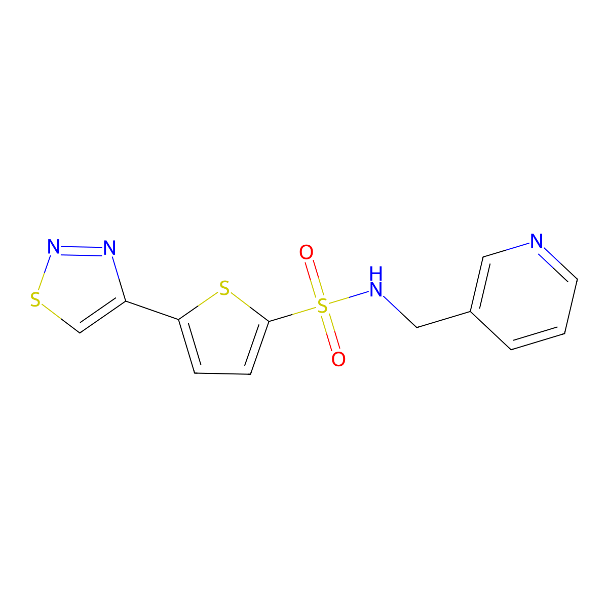 N-(3-pyridinylmethyl)-5-(1,2,3-thiadiazol-4-yl)-2-thiophenesulfonamide molecular structure, CAS 320421-87-2