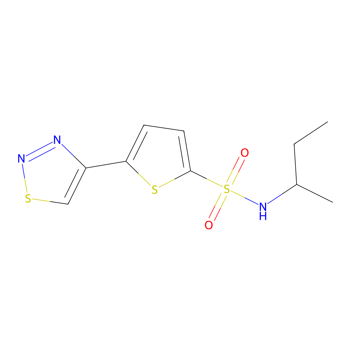 N-(sec-butyl)-5-(1,2,3-thiadiazol-4-yl)-2-thiophenesulfonamide molecular structure, CAS 320421-88-3