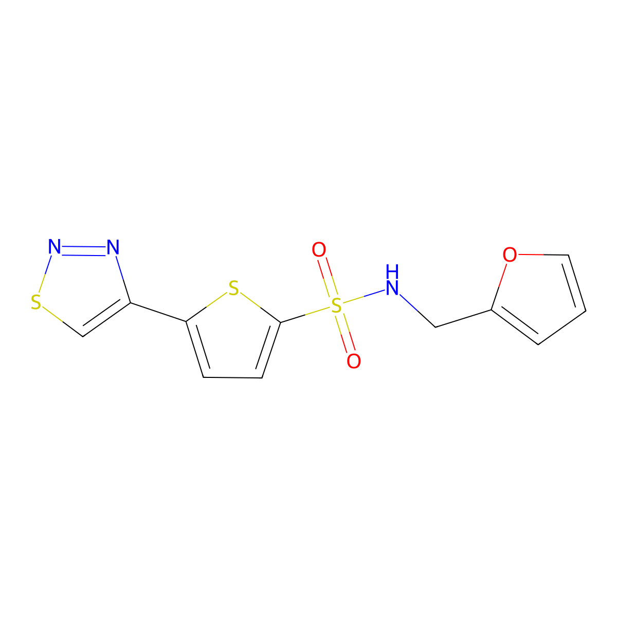 N-(2-furylmethyl)-5-(1,2,3-thiadiazol-4-yl)-2-thiophenesulfonamide molecular structure, CAS 320421-95-2