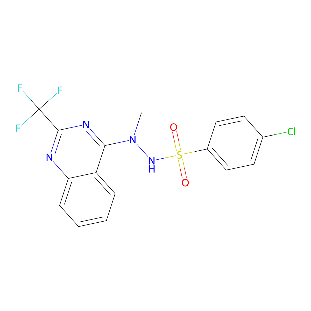 4-Chloro-N'-methyl-N'-(2-(trifluoromethyl)-4-quinazolinyl)benzenesulfonohydrazide molecular structure, CAS 320421-96-3