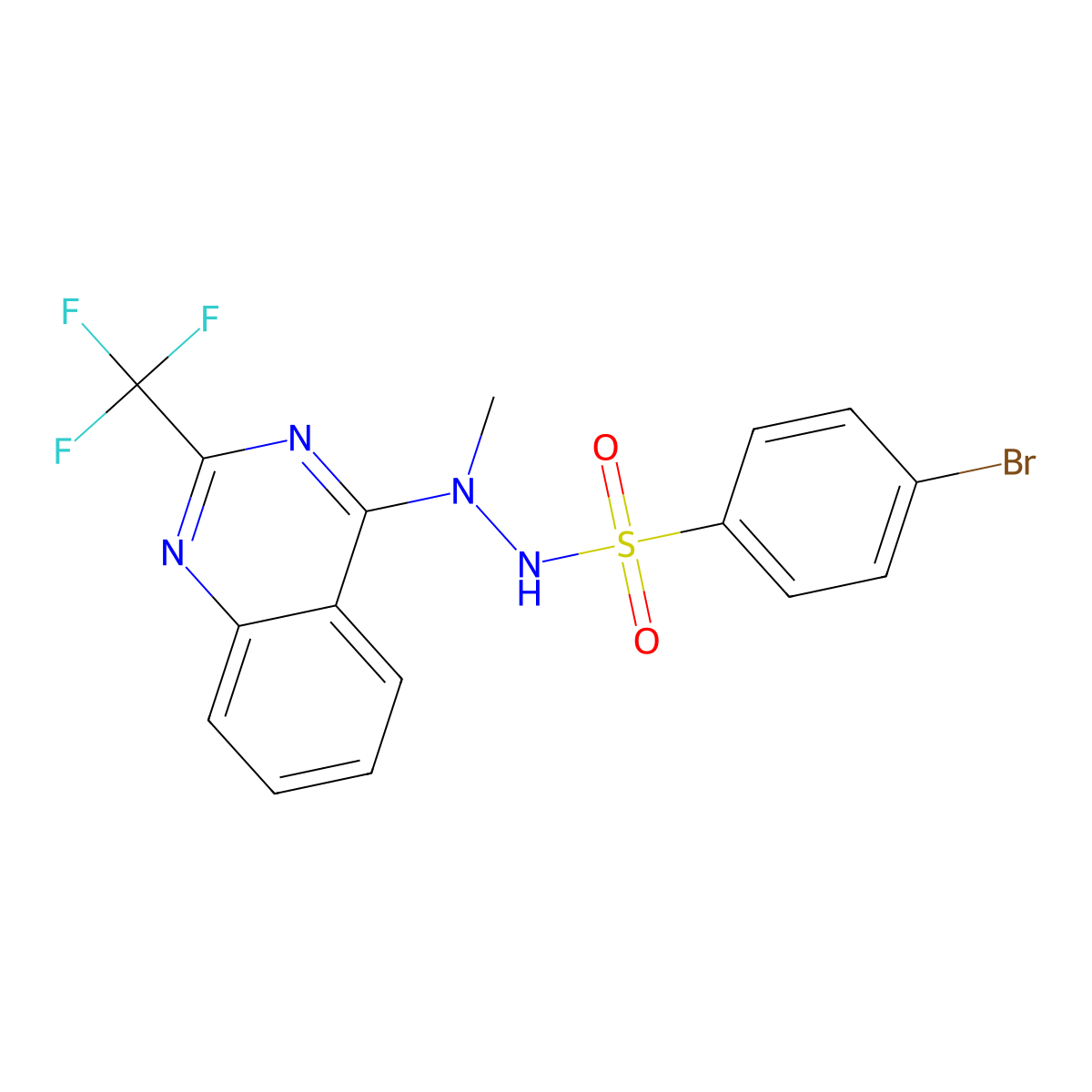 4-Bromo-N'-methyl-N'-(2-(trifluoromethyl)-4-quinazolinyl)benzenesulfonohydrazide molecular structure, CAS 320421-99-6