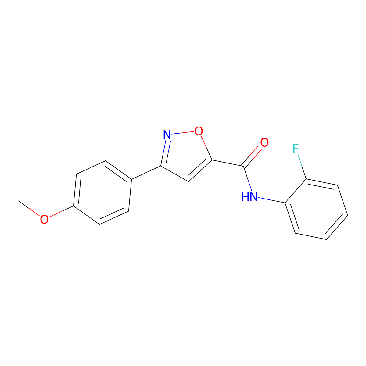 N-(2-fluorophenyl)-3-(4-methoxyphenyl)-1,2-oxazole-5-carboxamide molecular structure, CAS 320422-13-7