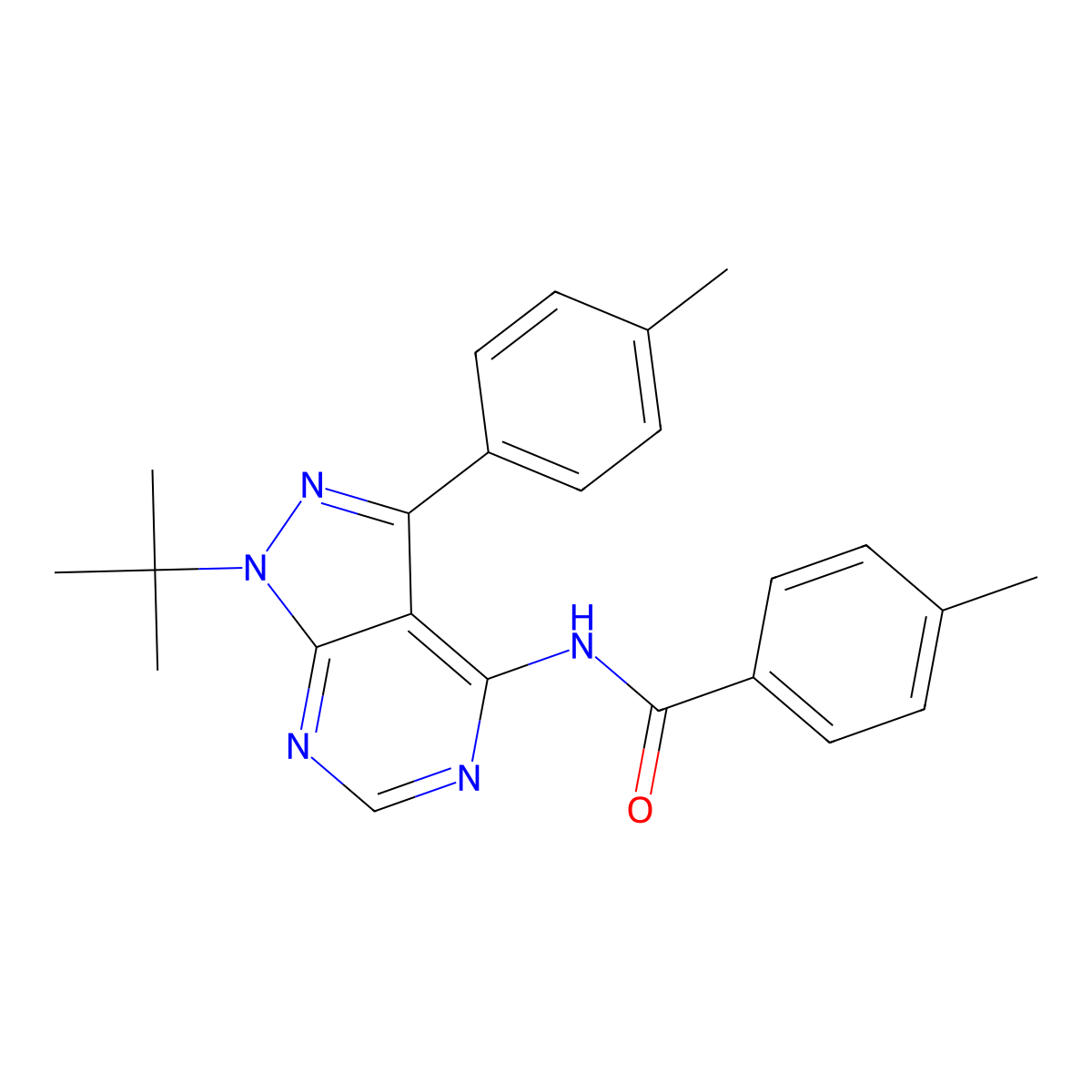 N-[1-tert-butyl-3-(4-methylphenyl)pyrazolo[3,4-d]pyrimidin-4-yl]-4-methylbenzamide molecular structure, CAS 320422-33-1