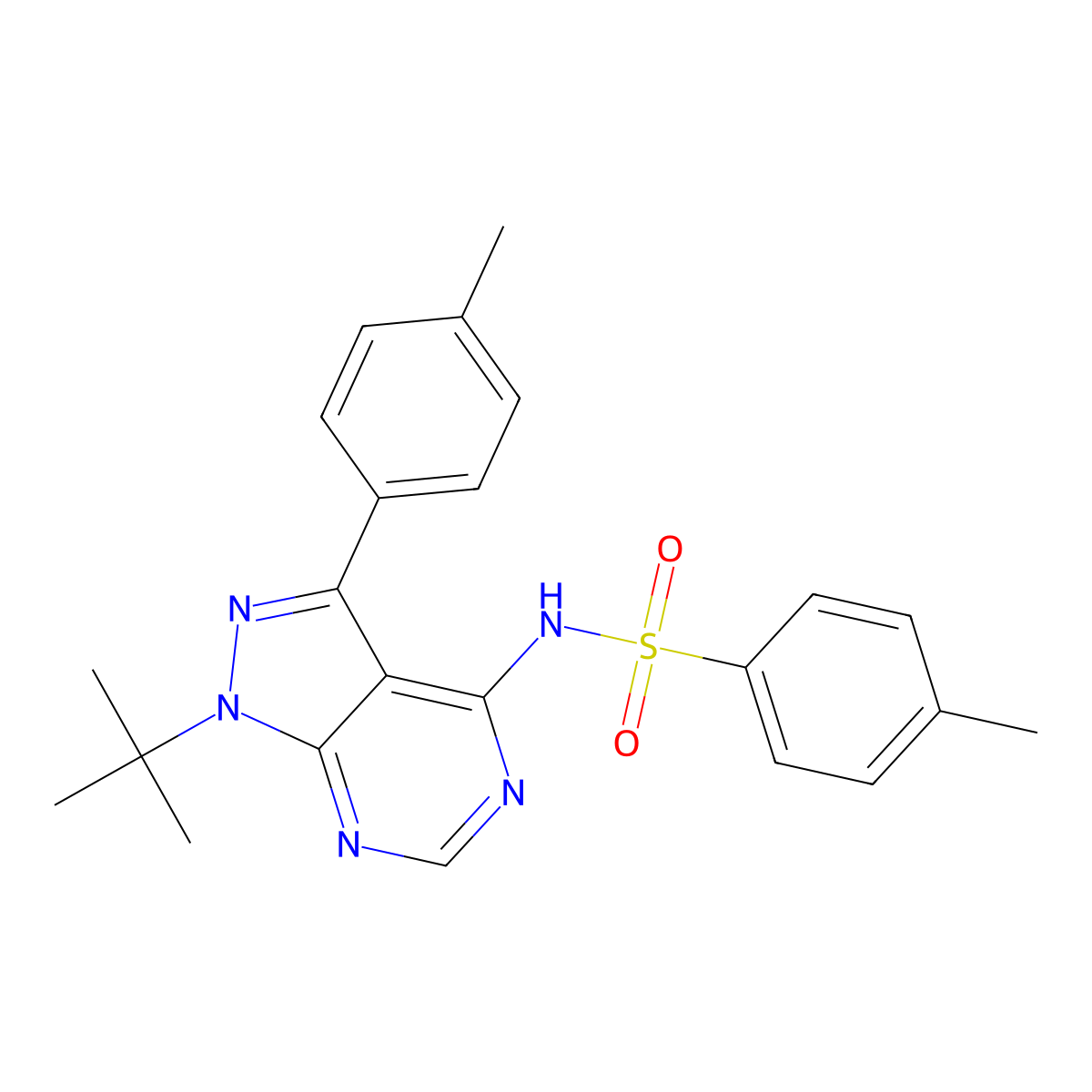 N-[1-tert-butyl-3-(4-methylphenyl)pyrazolo[3,4-d]pyrimidin-4-yl]-4-methylbenzenesulfonamide molecular structure, CAS 320422-35-3