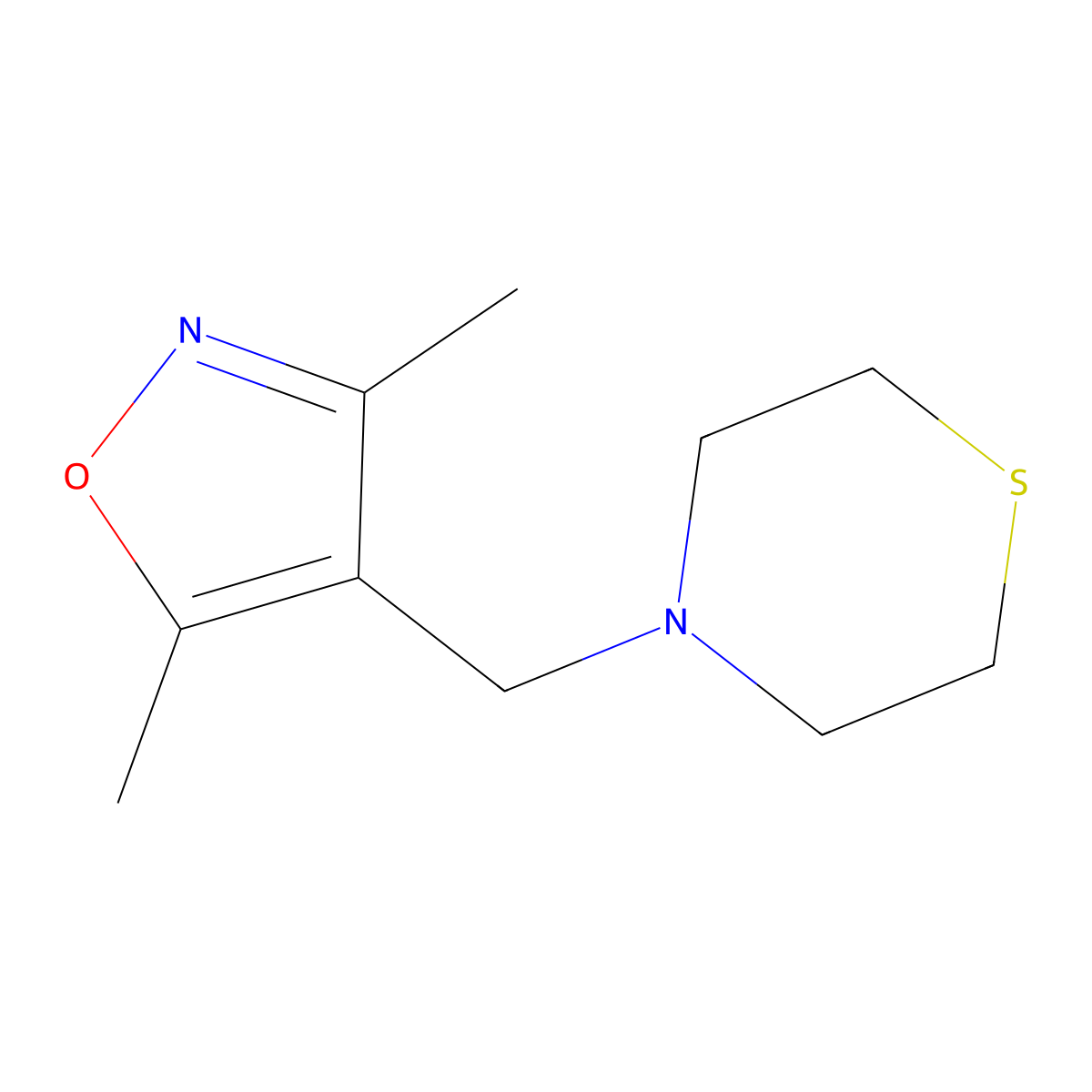 4-[(3,5-Dimethyl-1,2-oxazol-4-yl)methyl]thiomorpholine molecular structure, CAS 320422-44-4
