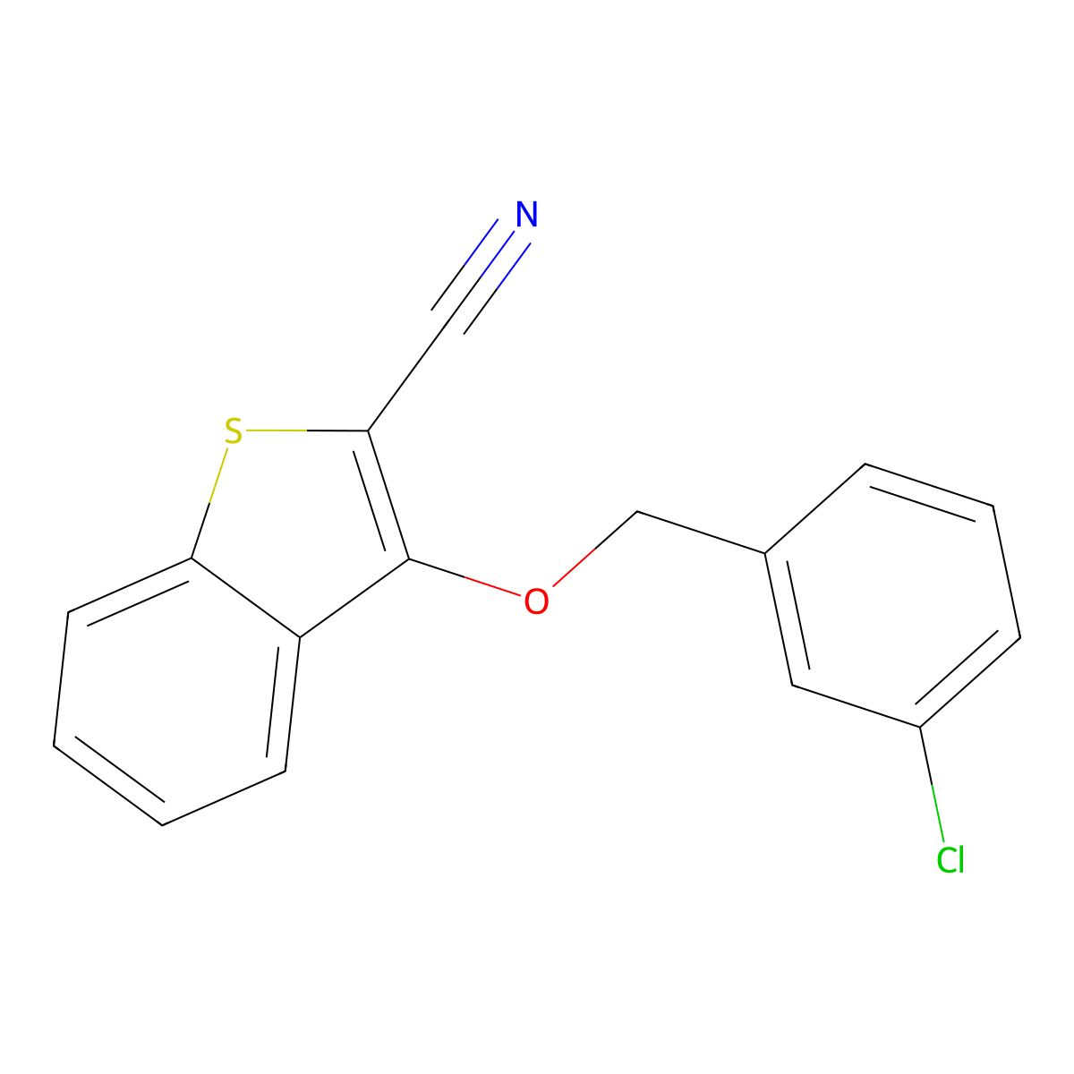 3-[(3-Chlorophenyl)methoxy]-1-benzothiophene-2-carbonitrile molecular structure, CAS 320422-45-5