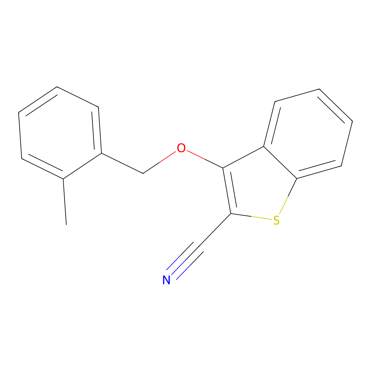 3-[(2-Methylphenyl)methoxy]-1-benzothiophene-2-carbonitrile molecular structure, CAS 320422-52-4