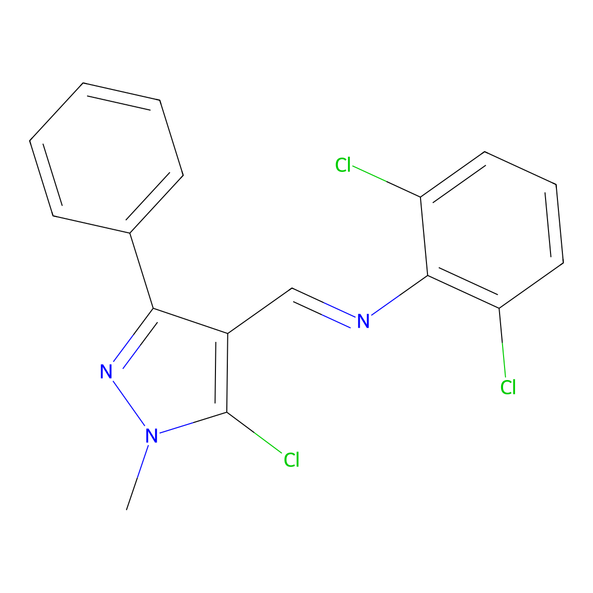 N-[(5-chloro-1-methyl-3-phenyl-1H-pyrazol-4-yl)methylene]-N-(2,6-dichlorophenyl)amine molecular structure, CAS 320422-70-6