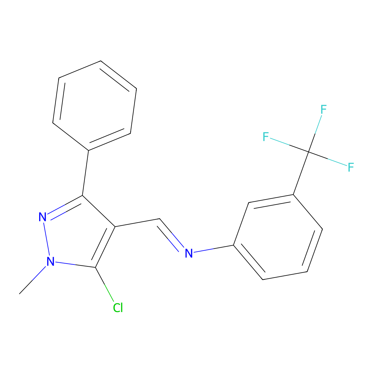 N-[(5-chloro-1-methyl-3-phenyl-1H-pyrazol-4-yl)methylene]-3-(trifluoromethyl)aniline molecular structure, CAS 320422-71-7