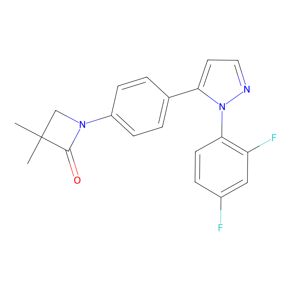 1-{4-[1-(2,4-difluorophenyl)-1H-pyrazol-5-yl]phenyl}-3,3-dimethyl-2-azetanone molecular structure, CAS 320422-75-1
