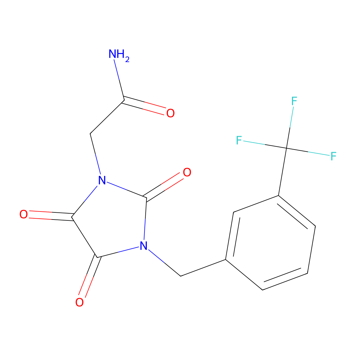 2-{2,4,5-Trioxo-3-[3-(trifluoromethyl)benzyl]-1-imidazolidinyl}acetamide molecular structure, CAS 320422-81-9