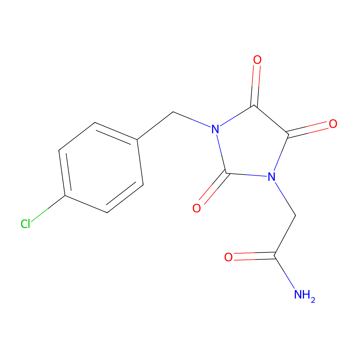 2-[3-(4-Chlorobenzyl)-2,4,5-trioxo-1-imidazolidinyl]acetamide molecular structure, CAS 320422-82-0