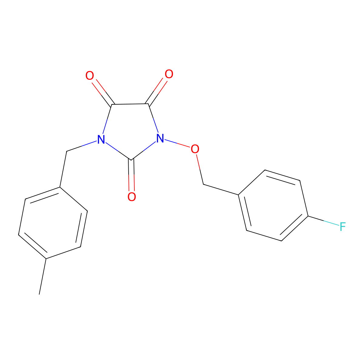 1-[(4-Fluorophenyl)methoxy]-3-[(4-methylphenyl)methyl]imidazolidine-2,4,5-trione molecular structure, CAS 320422-96-6
