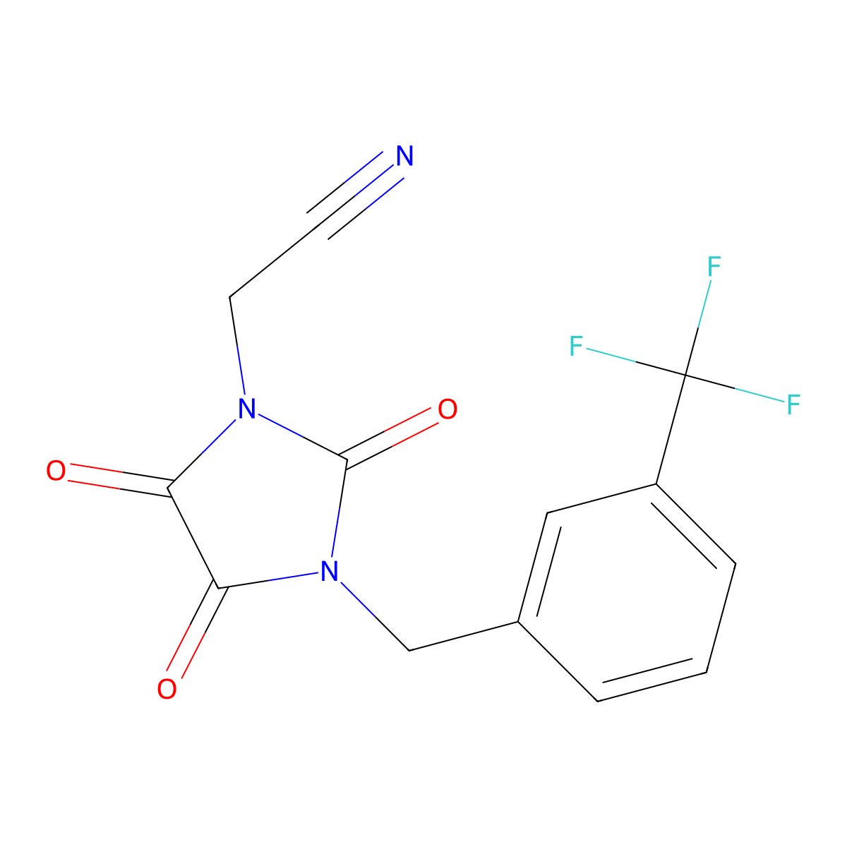 2-{2,4,5-Trioxo-3-[3-(trifluoromethyl)benzyl]-1-imidazolidinyl}acetonitrile molecular structure, CAS 320422-99-9