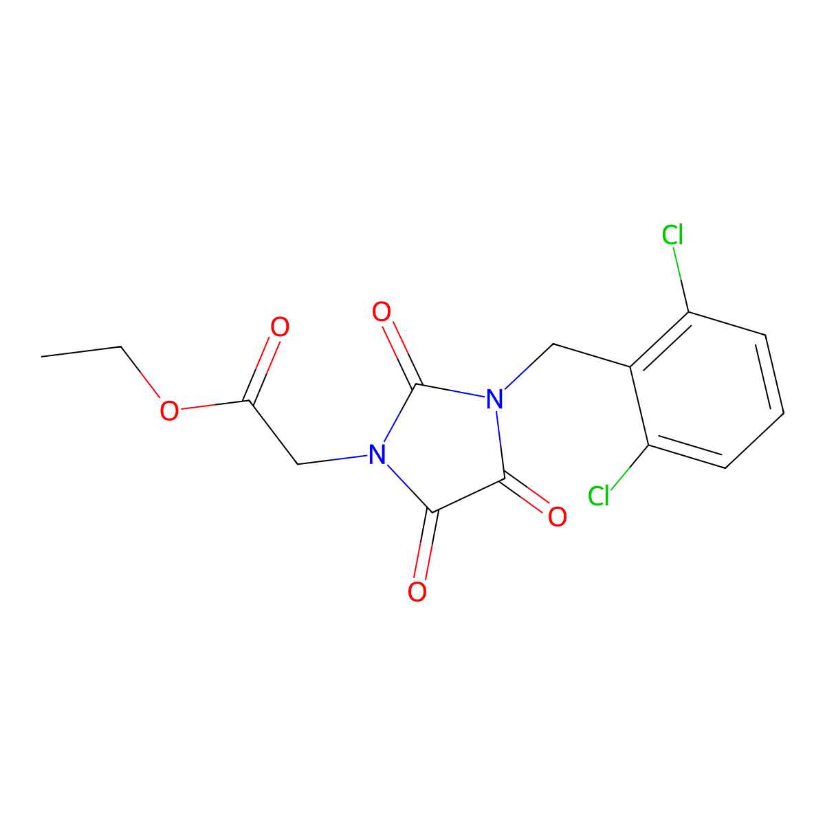 Ethyl 3-[(2,6-dichlorophenyl)methyl]-2,4,5-trioxo-1-imidazolidineacetate molecular structure, CAS 320423-00-5