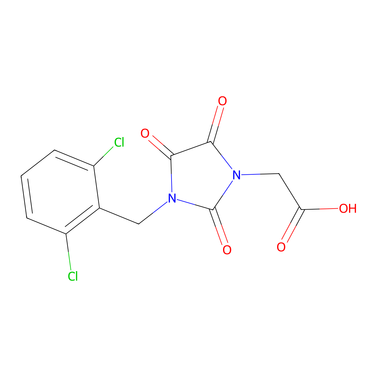 2-[3-(2,6-Dichlorobenzyl)-2,4,5-trioxo-1-imidazolidinyl]acetic acid molecular structure, CAS 320423-01-6