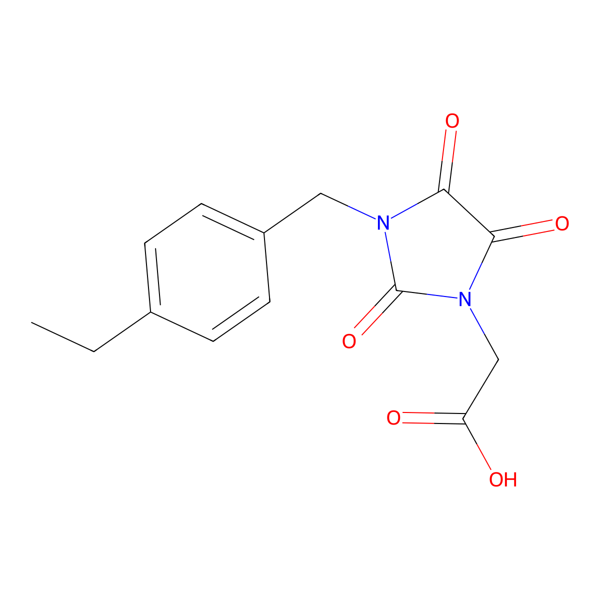 2-[3-(4-Ethylbenzyl)-2,4,5-trioxo-1-imidazolidinyl]acetic acid molecular structure, CAS 320423-02-7