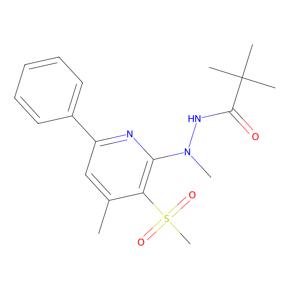 N',2,2-trimethyl-N'-[4-methyl-3-(methylsulfonyl)-6-phenyl-2-pyridinyl]propanohydrazide molecular structure, CAS 320423-03-8
