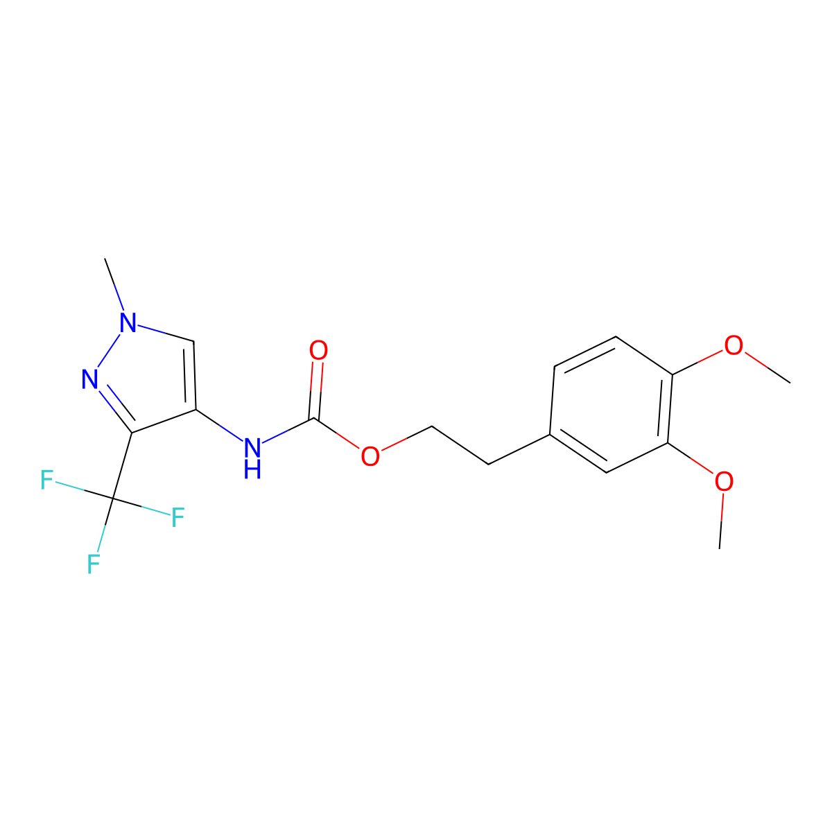 3,4-dimethoxyphenethyl N-[1-methyl-3-(trifluoromethyl)-1H-pyrazol-4-yl]carbamate molecular structure, CAS 320423-06-1