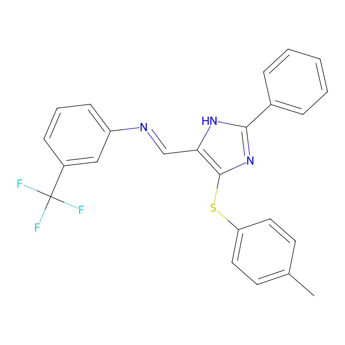 N-({5-[(4-methylphenyl)sulfanyl]-2-phenyl-1H-imidazol-4-yl}methylene)-3-(trifluoromethyl)aniline molecular structure, CAS 320423-08-3