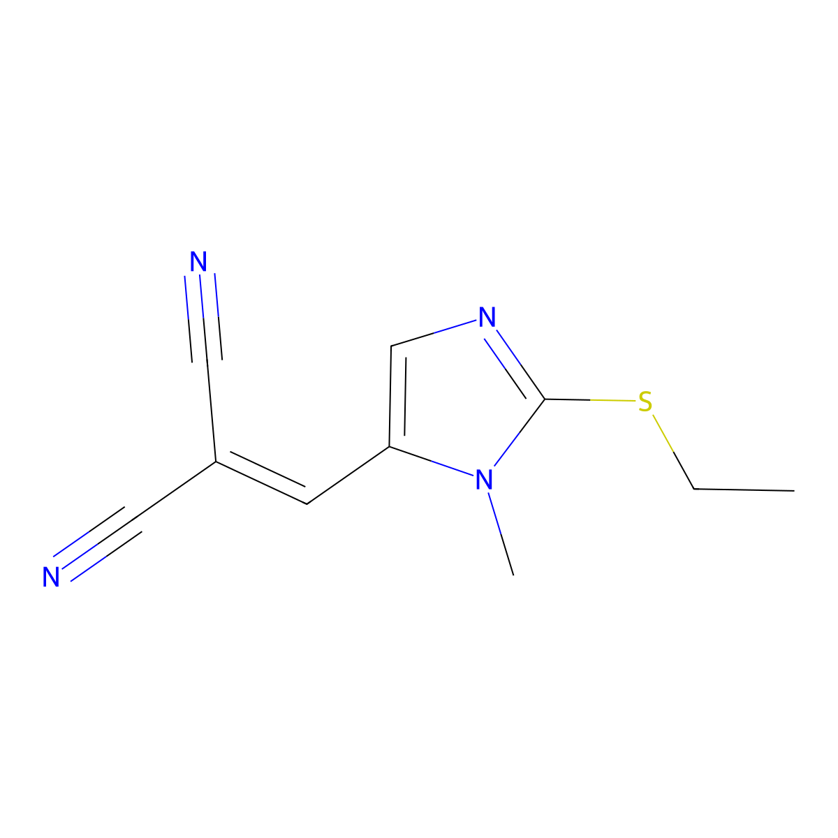 2-[(2-Ethylsulfanyl-3-methylimidazol-4-yl)methylidene]propanedinitrile molecular structure, CAS 320423-19-6