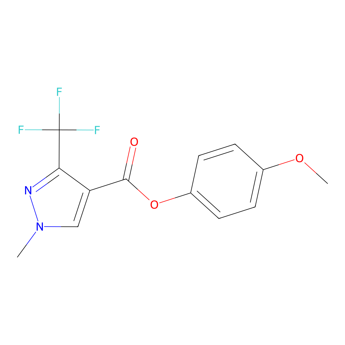 4-methoxyphenyl 1-methyl-3-(trifluoromethyl)-1H-pyrazole-4-carboxylate molecular structure, CAS 320423-21-0