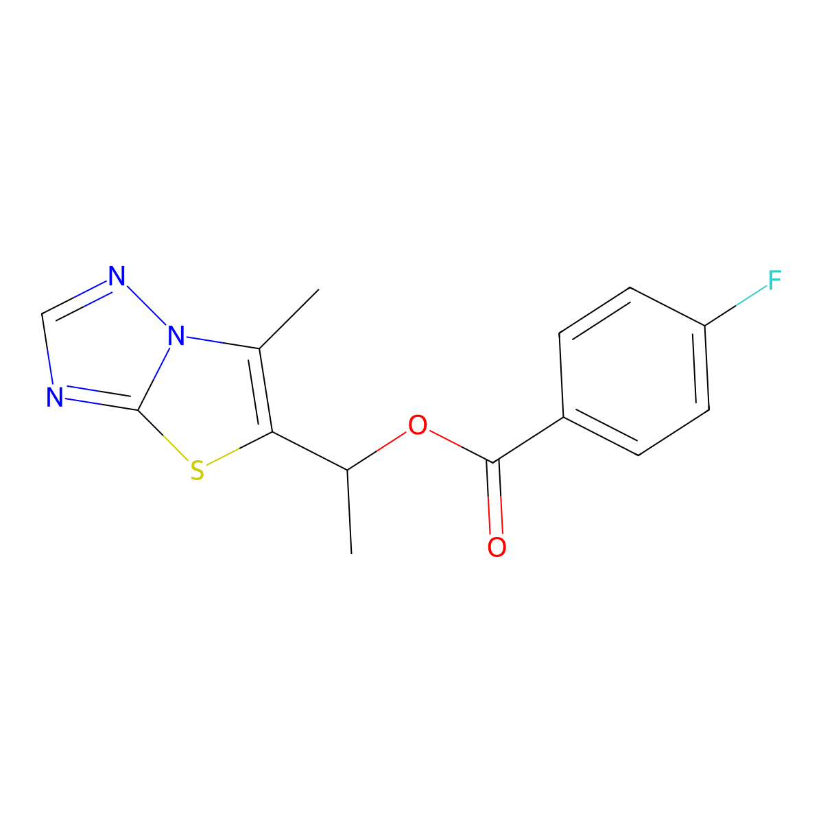 1-(6-Methyl[1,3]thiazolo[3,2-b][1,2,4]triazol-5-yl)ethyl 4-fluorobenzenecarboxylate molecular structure, CAS 320423-28-7