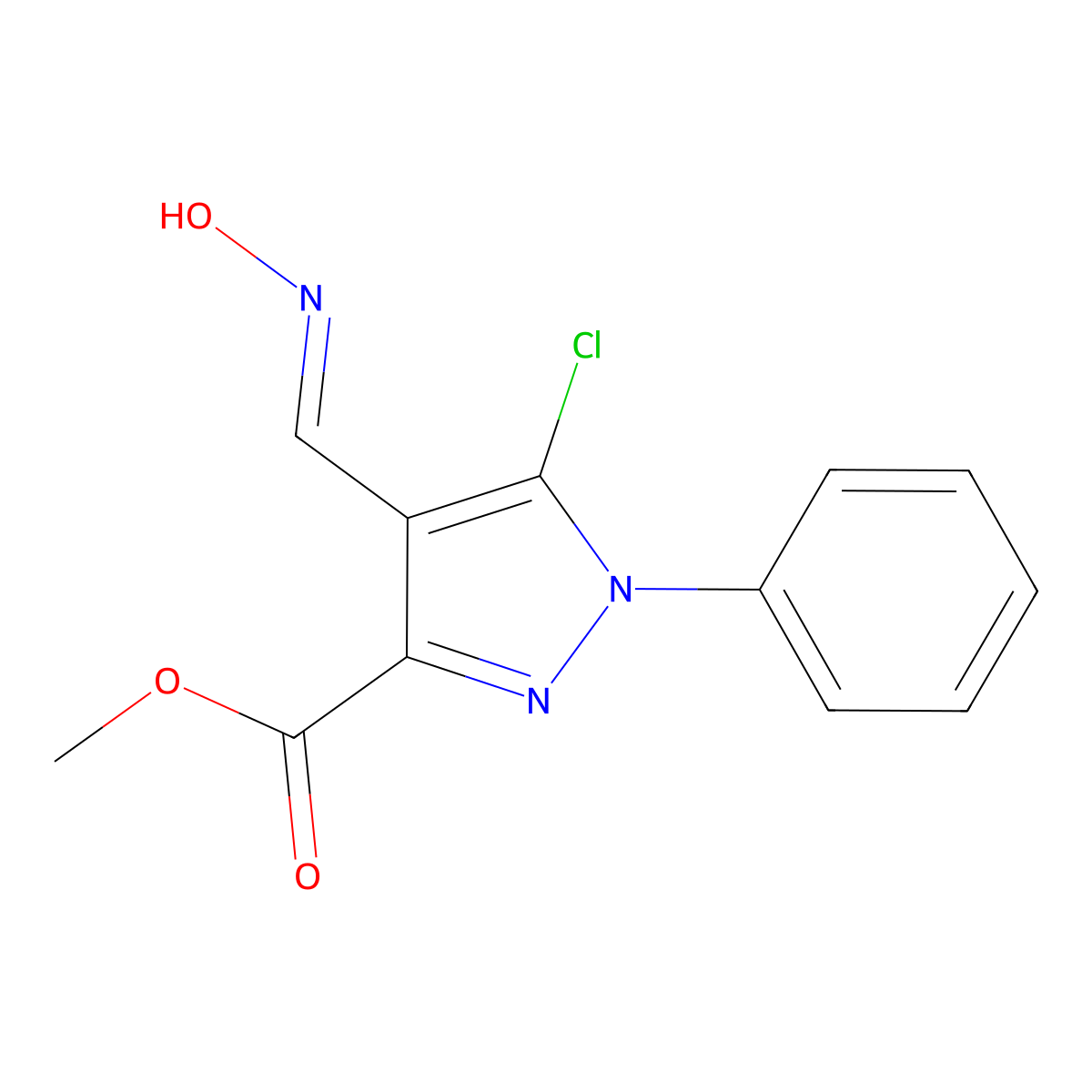 methyl 5-chloro-4-[(hydroxyimino)methyl]-1-phenyl-1H-pyrazole-3-carboxylate molecular structure, CAS 320423-32-3