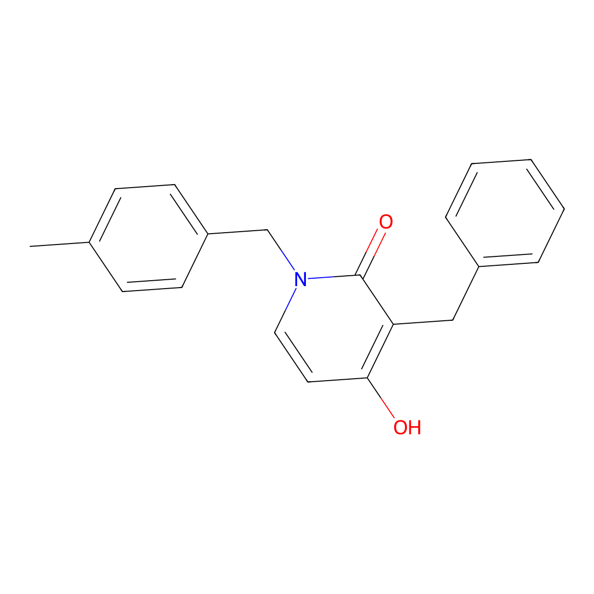 3-benzyl-4-hydroxy-1-(4-methylbenzyl)-2(1H)-pyridinone molecular structure, CAS 320423-36-7