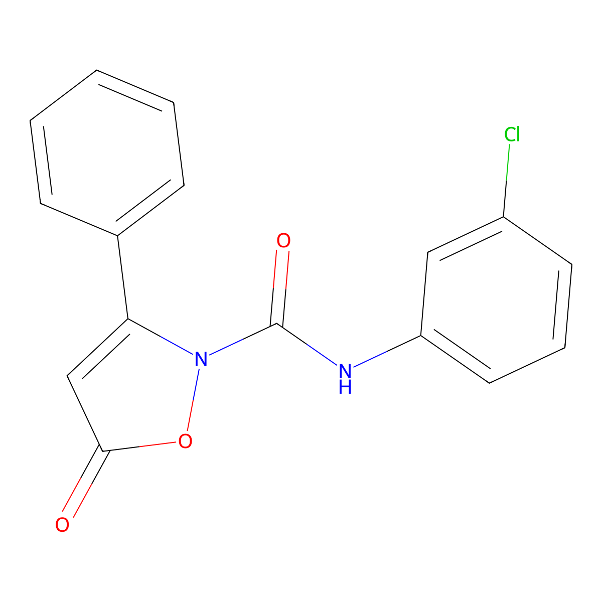 N-(3-chlorophenyl)-5-oxo-3-phenyl-2(5H)-isoxazolecarboxamide molecular structure, CAS 320423-39-0