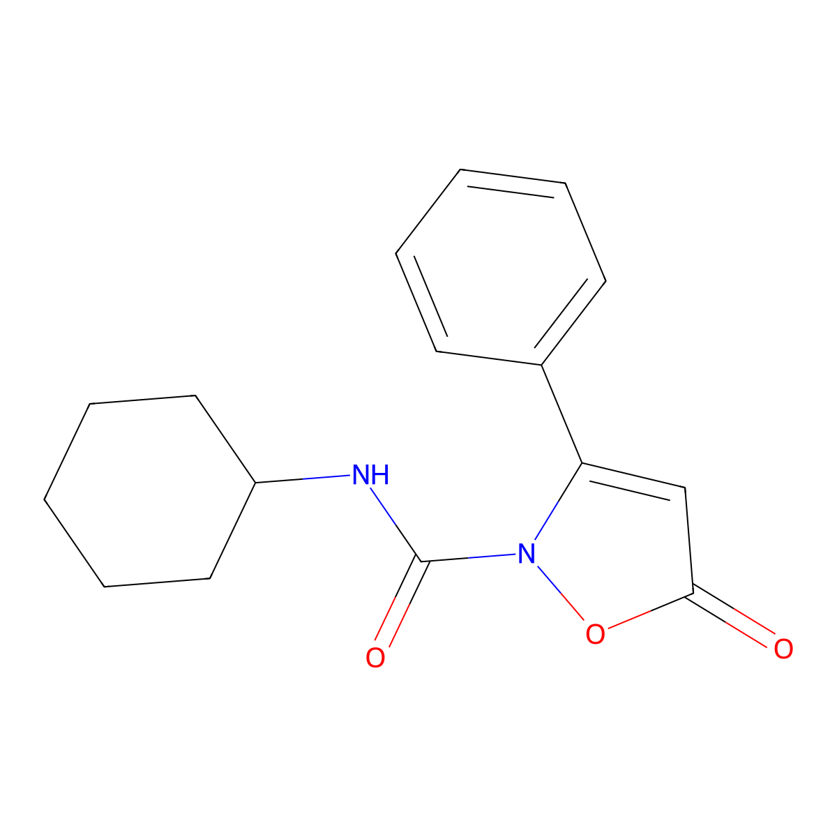 N-cyclohexyl-5-oxo-3-phenyl-2(5H)-isoxazolecarboxamide molecular structure, CAS 320423-42-5